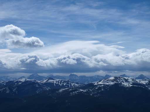 Clouds over High Rock Range. Tornado Mountain is the high peak on left side