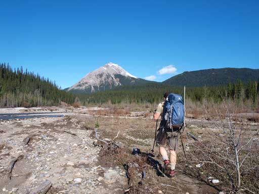 Eric hiking towards our objective in the distance