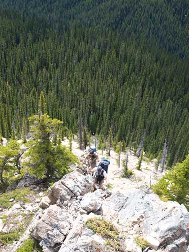Eric and Ben scrambling up the rib