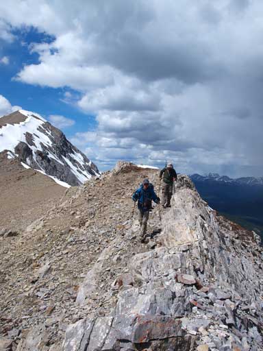 Ben and Eric hiking down the ridge