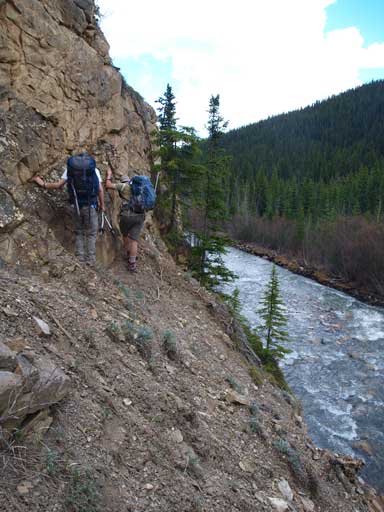 Exposed and loose terrain above the river