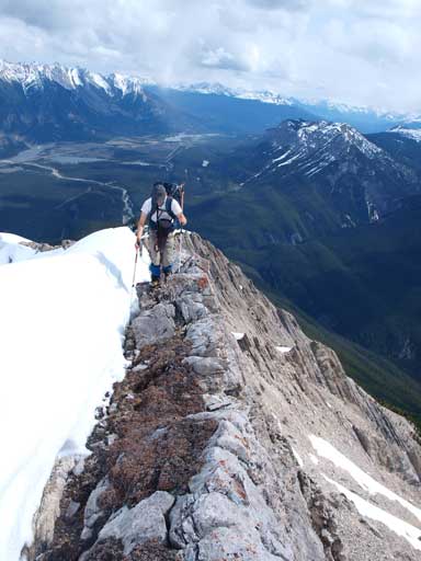 Ben balancing on a bit exposed section