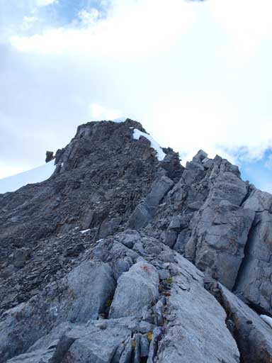 Terrain was getting easier briefly. Higher up I needed to go directly over the rock band.