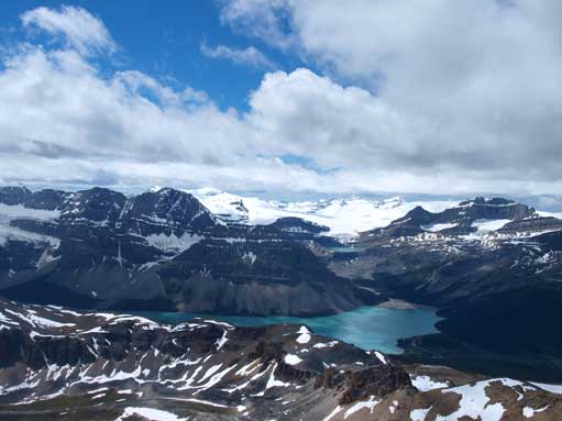 Nice view towards Bow Lake and Wapta Icefield