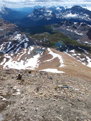 Looking back at dad slogging up scree