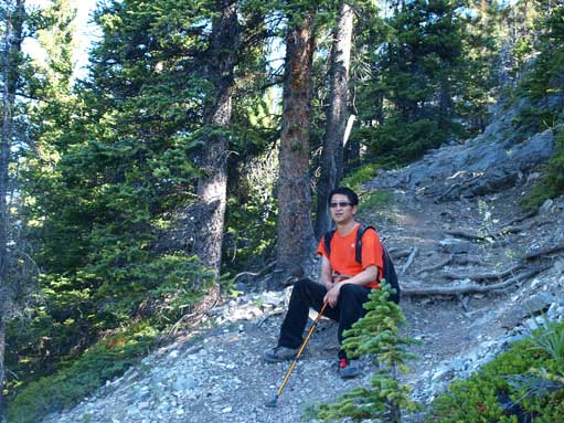 Dad taking a break on the boring trail