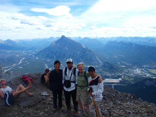 Group shot near the crux. Rundle behind