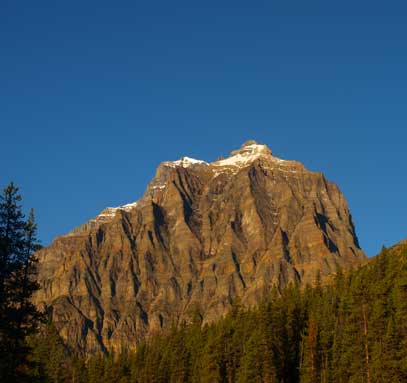 Morning view of our objective, Mount Temple