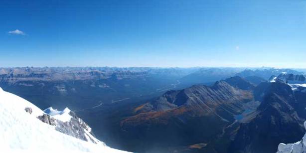 A long shot of Bow Valley. Panorama Ridge looks tiny from here.