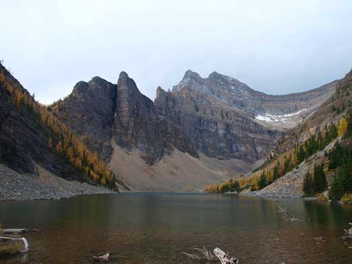 Lake Agnes. Devil's Thumb and Mount Whyte behind