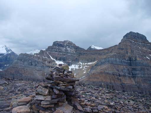 Summit cairn with Whyte & Niblock behind