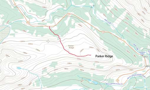 Parker Ridge hiking route
