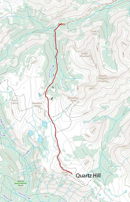 Quartz Hill ski ascent route from Sunshine Village