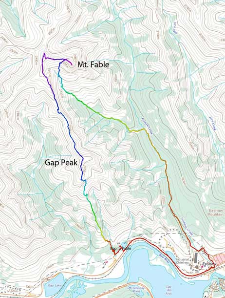 Gap Peak to Mt. Fable traverse route