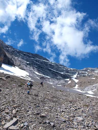 Scree slog, the theme of this ascent once out of the trees