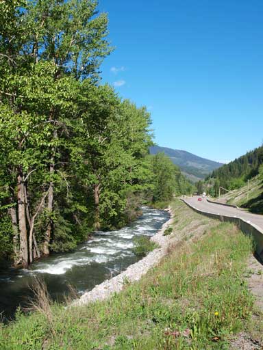 A view from parking area. Alexander Creek was raging