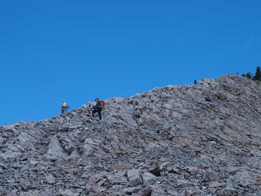 And it's easy scrambling to get up the false summit