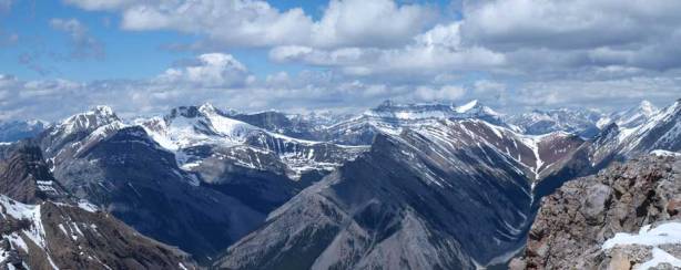 The two summits of Charles Stewart on left; Peechee right of center. Aylmer on the far right. 
