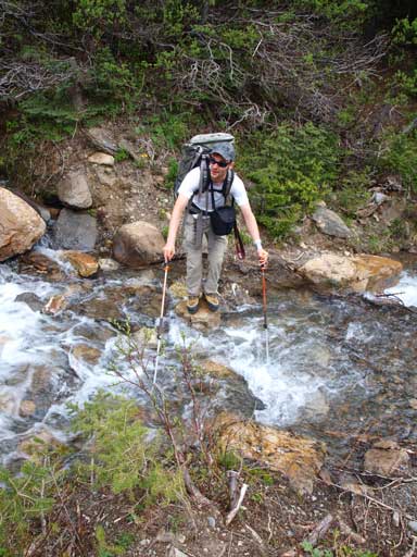 Ben ready to jump the first creek.