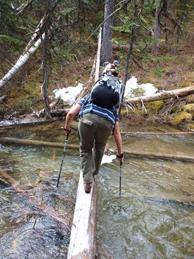 Eric's turn to balance over this slippery log