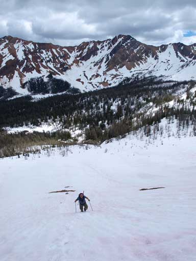 Eric going up the snow slope