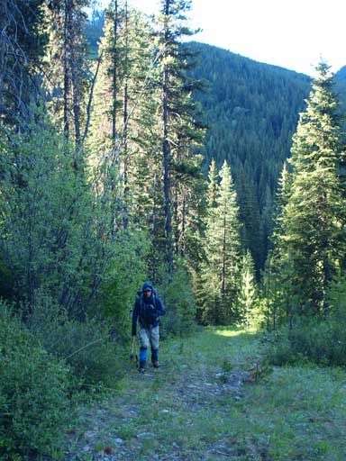 Ben hiking up the "road"