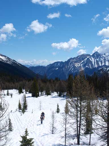Ben and Eric hiking up the snow. I didn't need to post-hole since I brought my snowshoes up