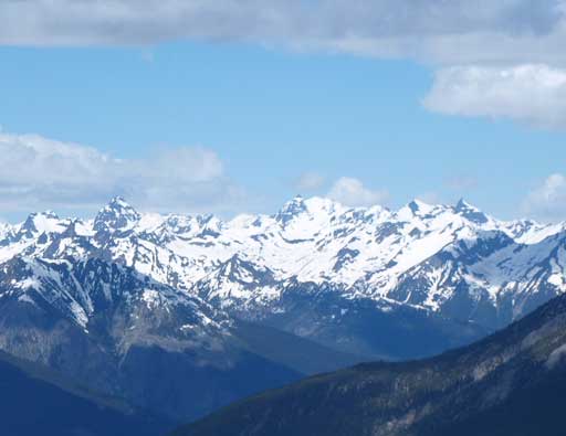The distant glaciated peaks on Carbonate Range. International Mountain being the highest
