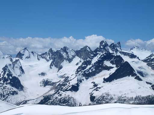 The group of Spires north of the popular Bugaboo region