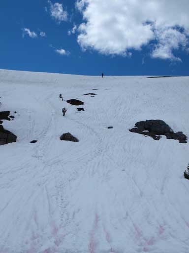 Eric and Ben descending the only steep snow slope
