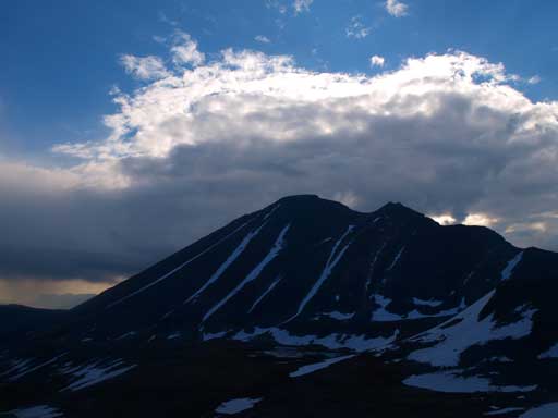 Pyramid Mountain. We used the rightmost of the three obvious snow lines to descent