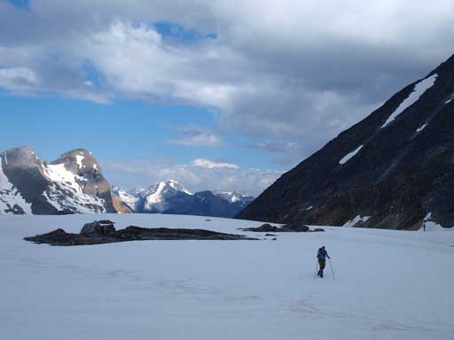 Eric on one of the large snow patches 
