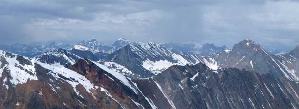 Looking over towards Elysium Pass direction. The peak on far right is Mount McKean