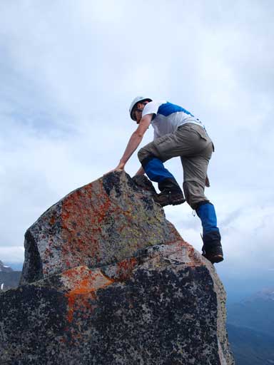 Ben climbing up the last step