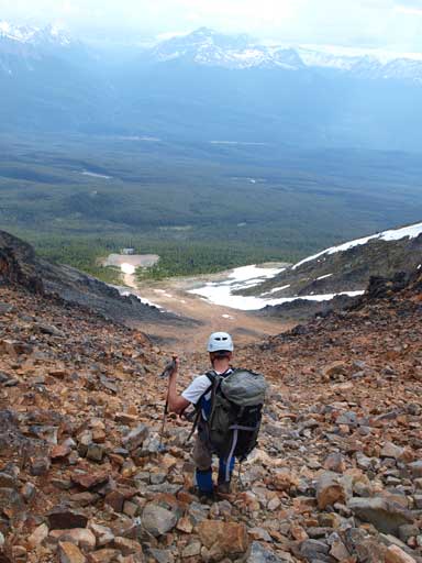 Ben descending the big gully