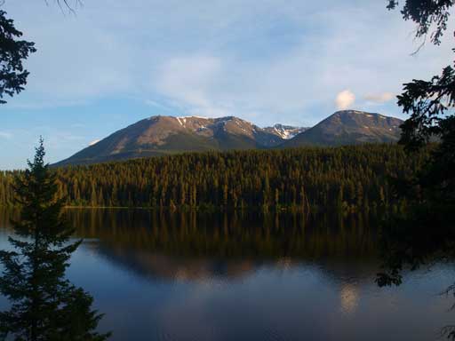 The Whistlers and its reflection in Cabin Lake