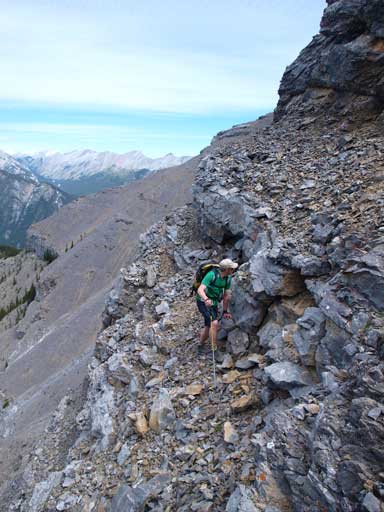 Neil traversing around the last corner