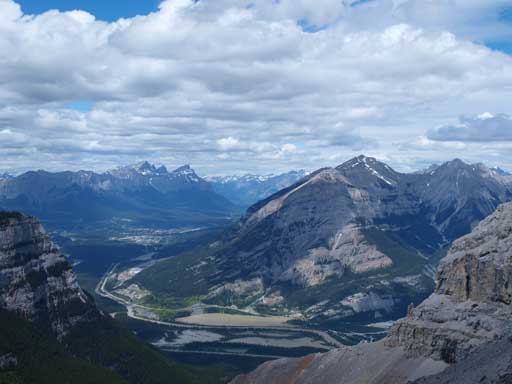 Zooming-in towards Bow Valley. Note the colour of Gap Pond