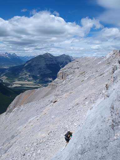 Neil trying to get up a slab to short-cut the route, but too bad it was more difficult than expected