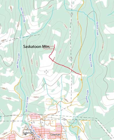 Saskatoon Mountain hiking route