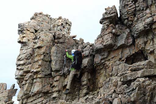 I climbed up an overhanging step to gain the summit. The easier walk-up is just to the left of this photo, but I didn't see it. 