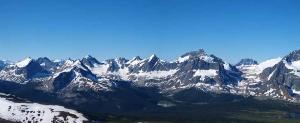 Panorama looking at the peaks towards south