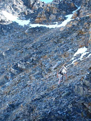 Ben decided to go up the rocks