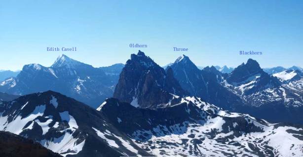 Impressive peaks with labels. Edith Cavell is the least impressive in this group...