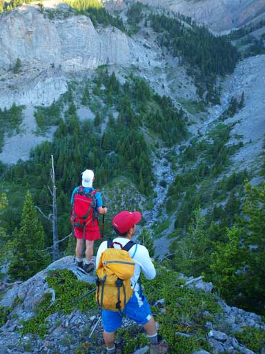 Grant and Dan searching for a line down resisting losing too much elevation.