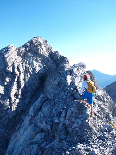 Dan studying the crux dip
