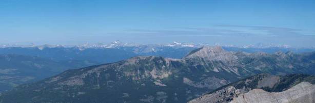 Looking over Mount Erickson (foreground) towards the distant peaks like Mount Washburn