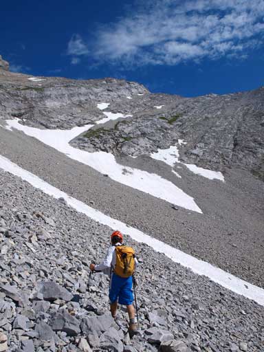 Dan slogging up the endless rubble