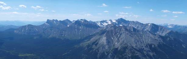 Panorama of Flathead Range, with Mount Ptolemy being the highest.