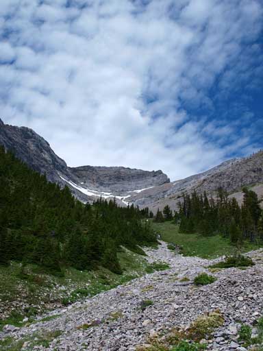 Looking back up this big drainage. Phillipps Peak in the background.